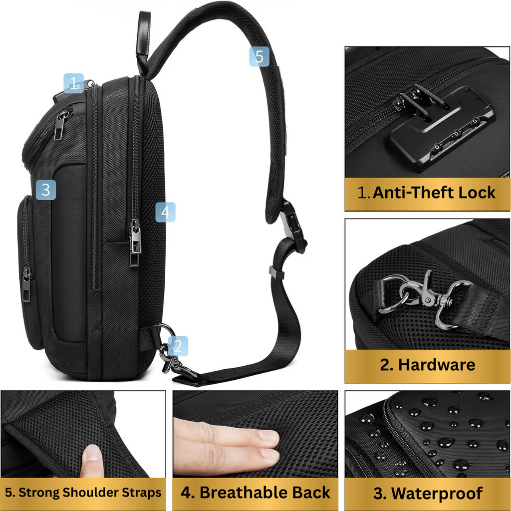 Sling Backpack Sling Bag Crossbody Backpack Shoulder Casual Daypack Rucksack for Men (Gray)